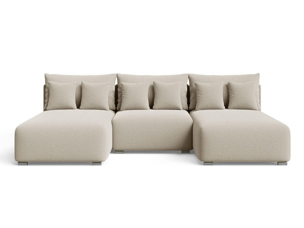 ECKSOFA Ronni U Bouclé-Stoff Beige - Beige, Holz/Textil (300/190cm) - Graingold