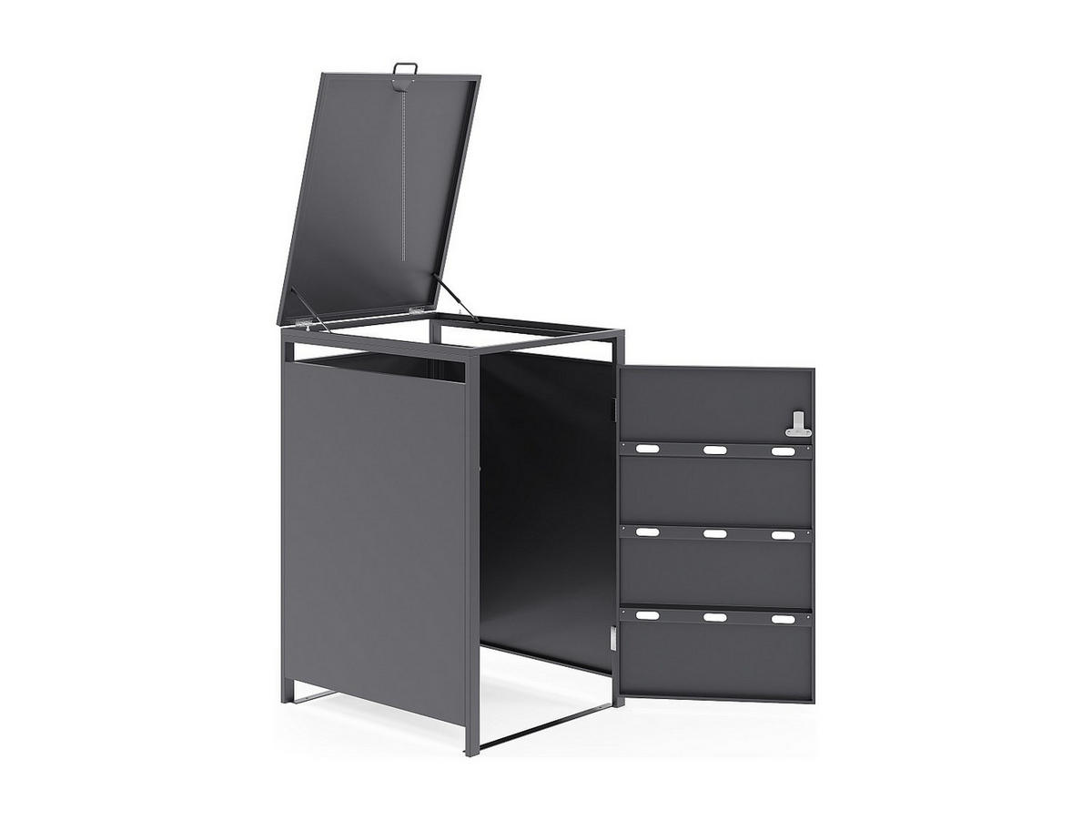 MÜLLTONNENBOX - 60cm x 76cm - Stahl - anthrazitgrau - LOKAFA - Anthrazit, Metall (60/104/76cm) - Vente-Unique