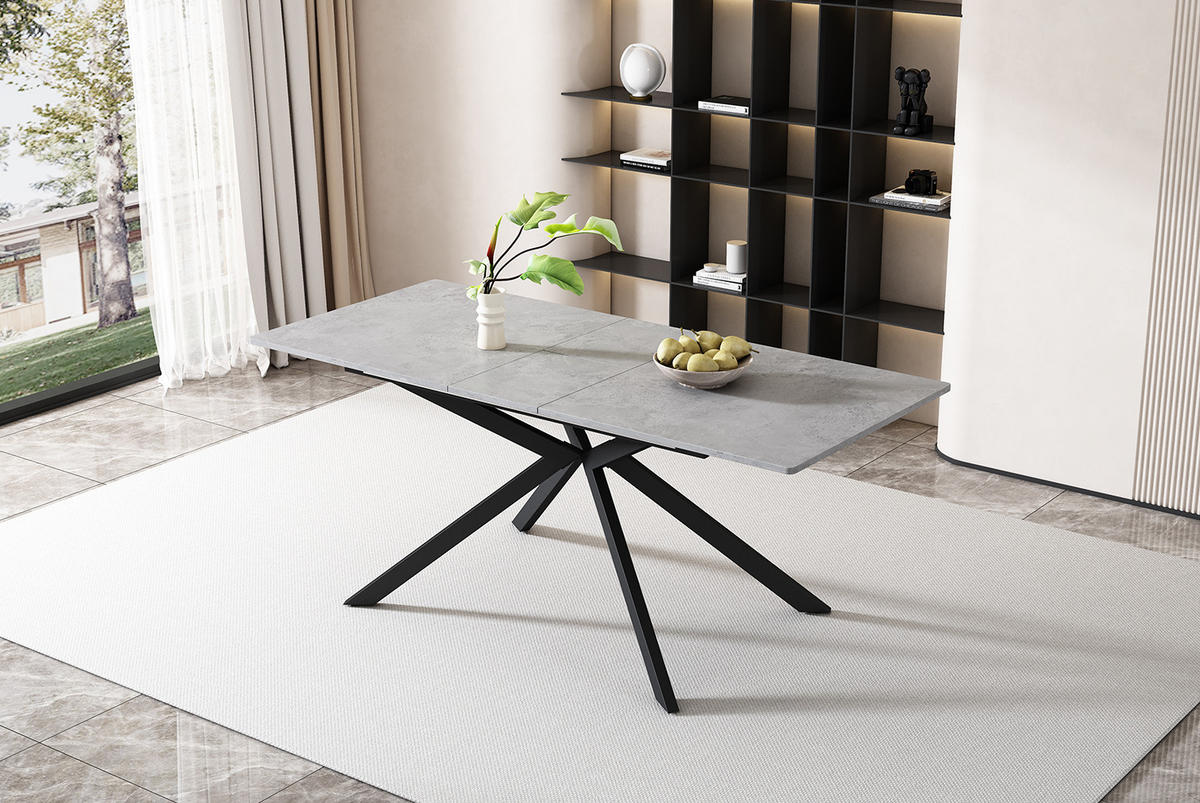 ESSTISCH 150/70/76 cm Schwarz/Grau aus MDF mit Ausziehfunktion - Grau, Holzwerkstoff (180/70/75.5cm) - OKMYHOME