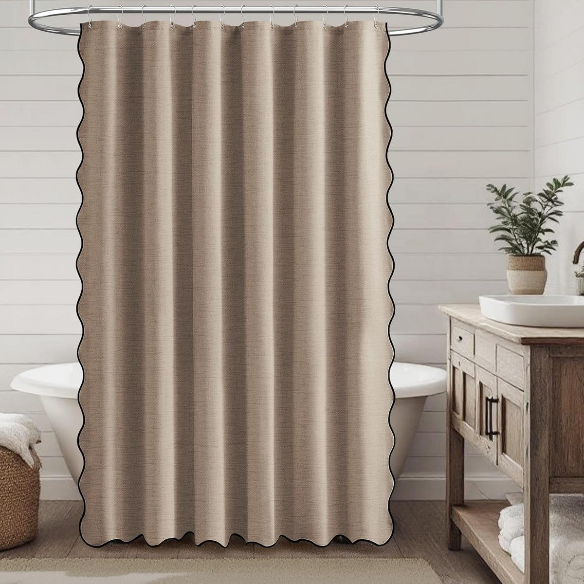 DUSCHVORHANG – 183 x 183 cm – inklusive Haken – Braun - Braun, Textil (183/183cm)