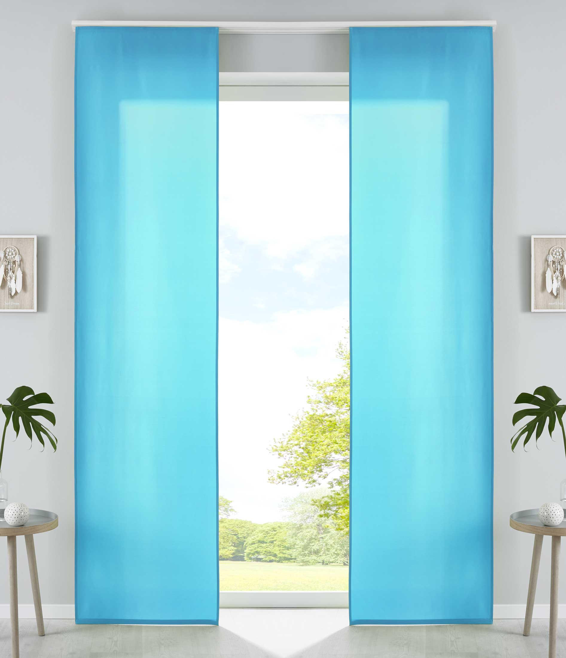 Thumbnail - Gardinenbox Vorhang, Türkis, Textil, 60x245 cm, Oeko-Tex® Standard 100, Wohntextilien, Gardinen & Vorhänge, Schiebegardi...