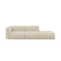 SOFA Ottomane Links MIRA-S3 296x89x70 Creme Velours - Creme/Schwarz, Holzwerkstoff/Kunststoff (296/70/89cm) - ALTDECOR