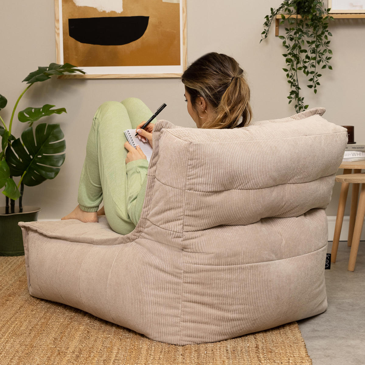 SITZSACK Lounger Dolce , Cord, 5PK - Anthrazit/Grau, Kunststoff (380/72/90cm) - icon