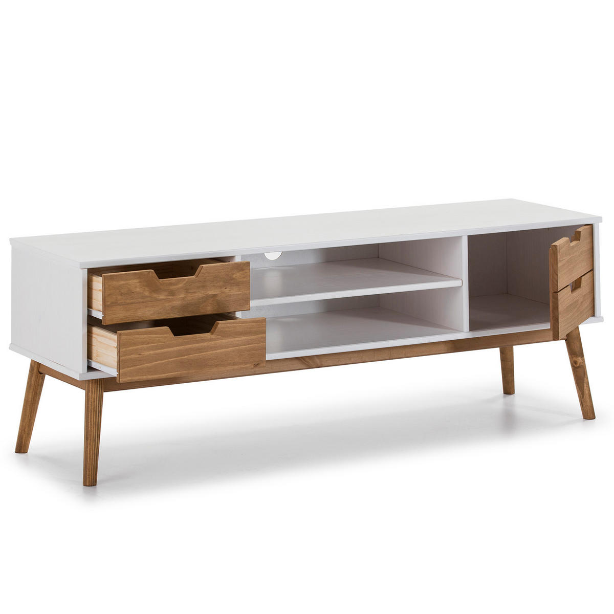 TV-ELEMENT Java 1 Tür 2 Schubladen Weiß - Weiß, Holz (140/52/40cm) - VS Venta-stock
