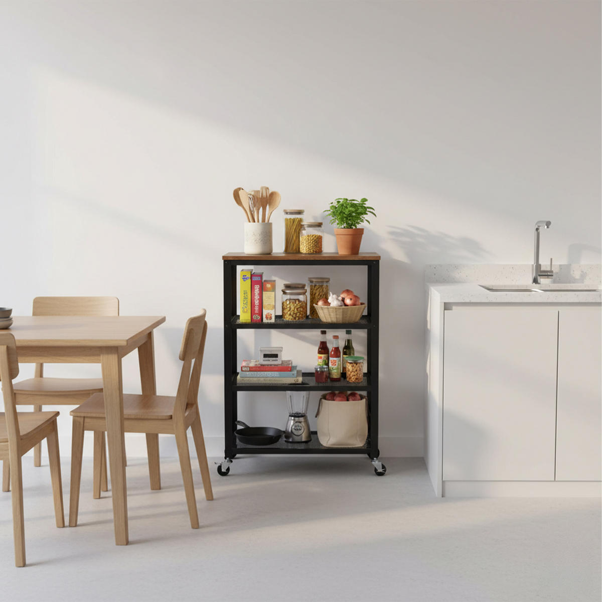 ROLLWAGEN - Multicolor, Holzwerkstoff/Kunststoff (60/85/40cm) - Relaxdays