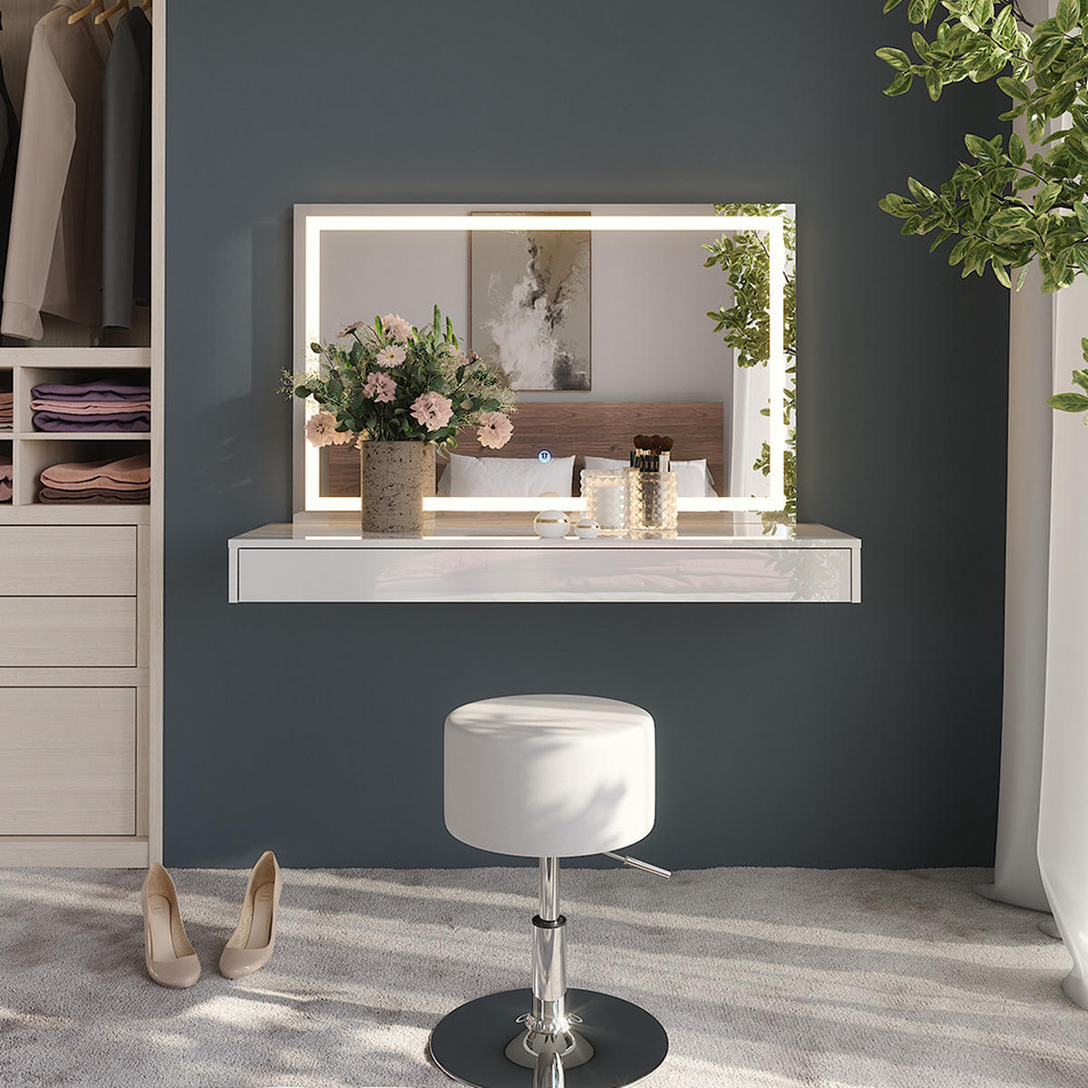 TOALETNÍ STOLEK Sherry Bílá - bílá, kompozitní dřevo (120/12/40.1cm) - Vicco