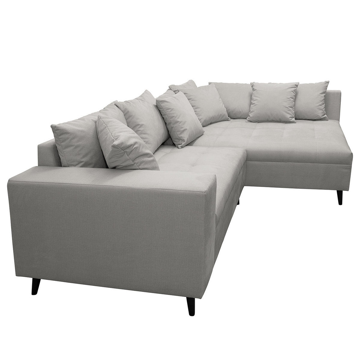 ECKSOFA mit Hocker - Grau, Holz/Birkenholz (247/174cm) - home24