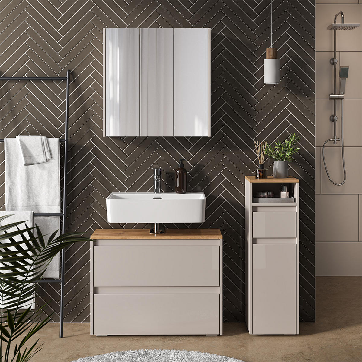 BADMÖBEL-SET Majest Cashmere 3 Teile - Kaschmir, Holzwerkstoff (30.2/96.3/30cm) - Vicco