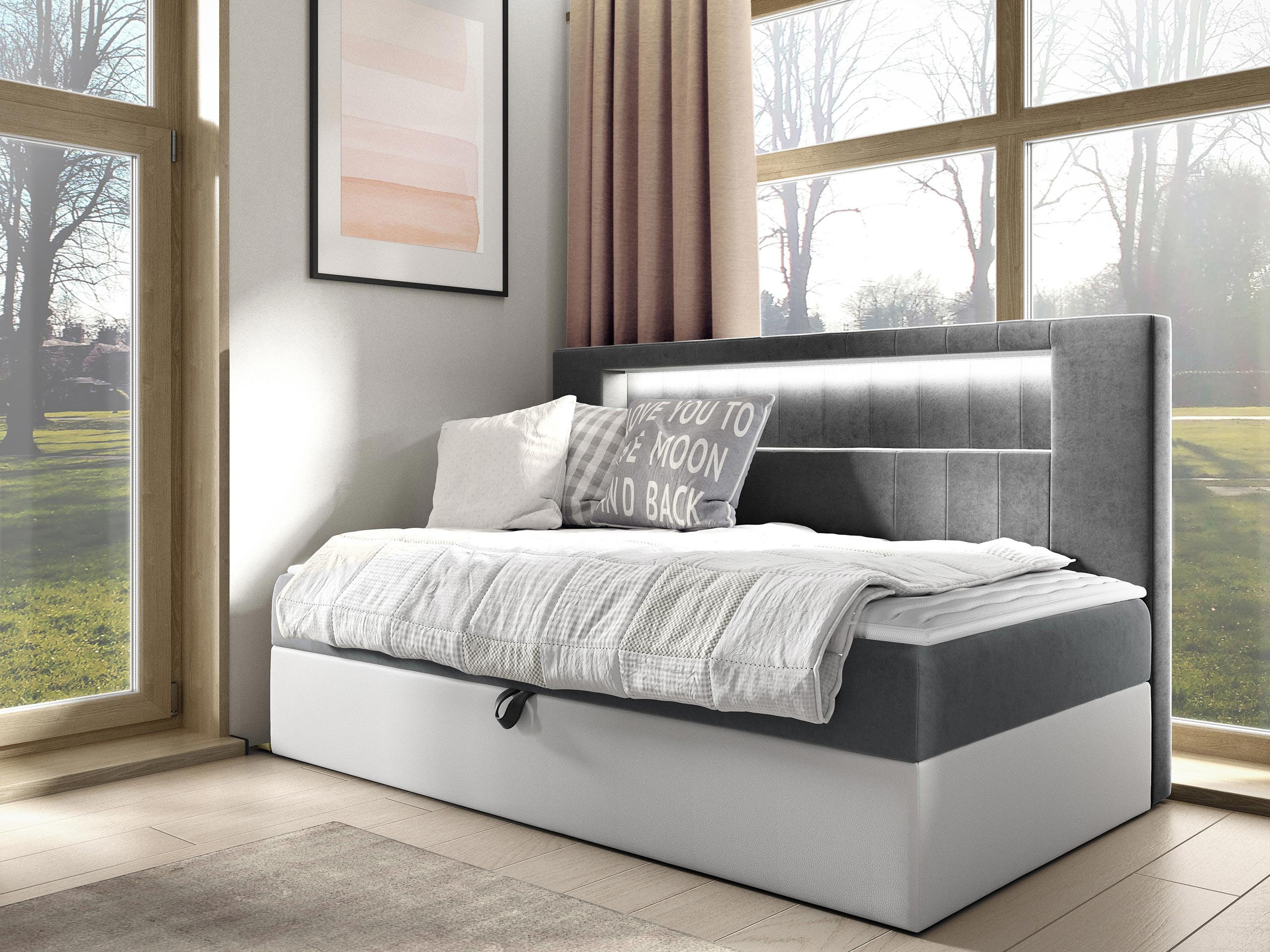 BOXBETT Gold Junior 2 - Weiß/Grau, Holz (100/200cm) - MIRJAN24
