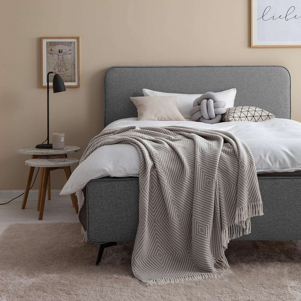 POLSTERBETT - Grau, Textil (140/200cm) - home24