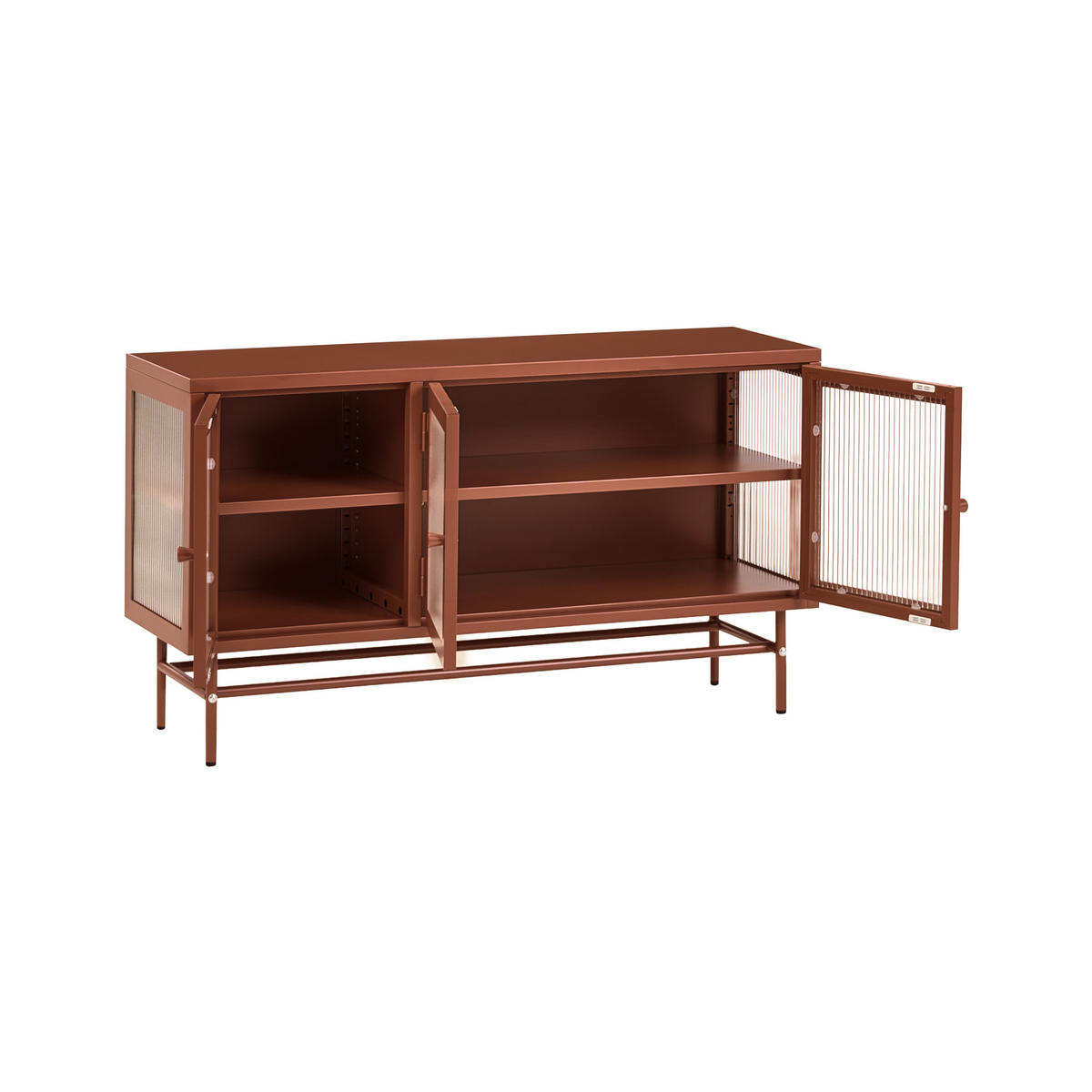 SIDEBOARD mit Glastüren Metall 115 cm Goldbraun Devon - Goldfarben/Braun, Metall (115/64/35cm) - Beliani