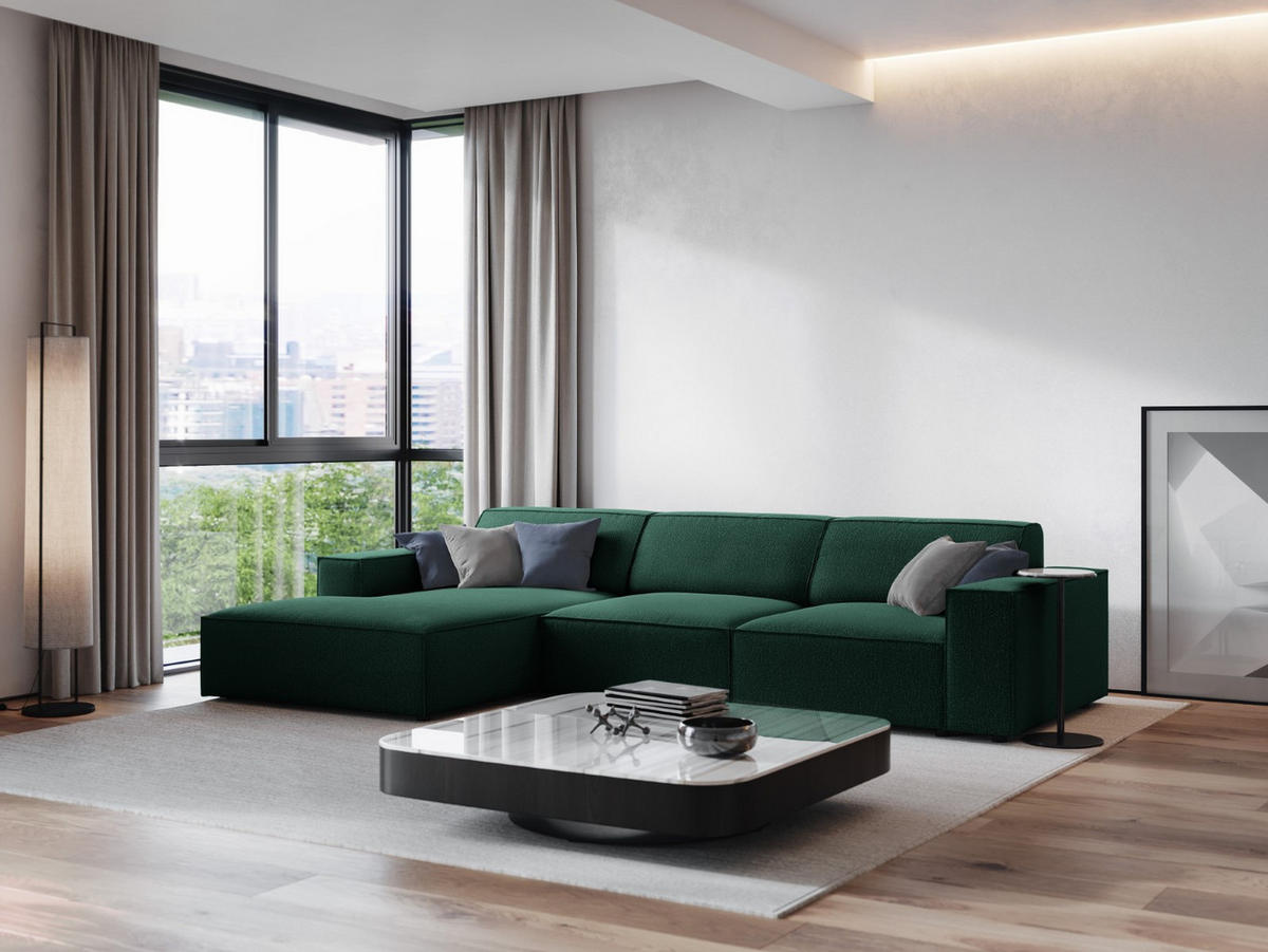ECKSOFA links Jodie aus strukturiertem Stoff grün 4 Sitzplätze - Grün, Textil (166/284cm) - Micadoni