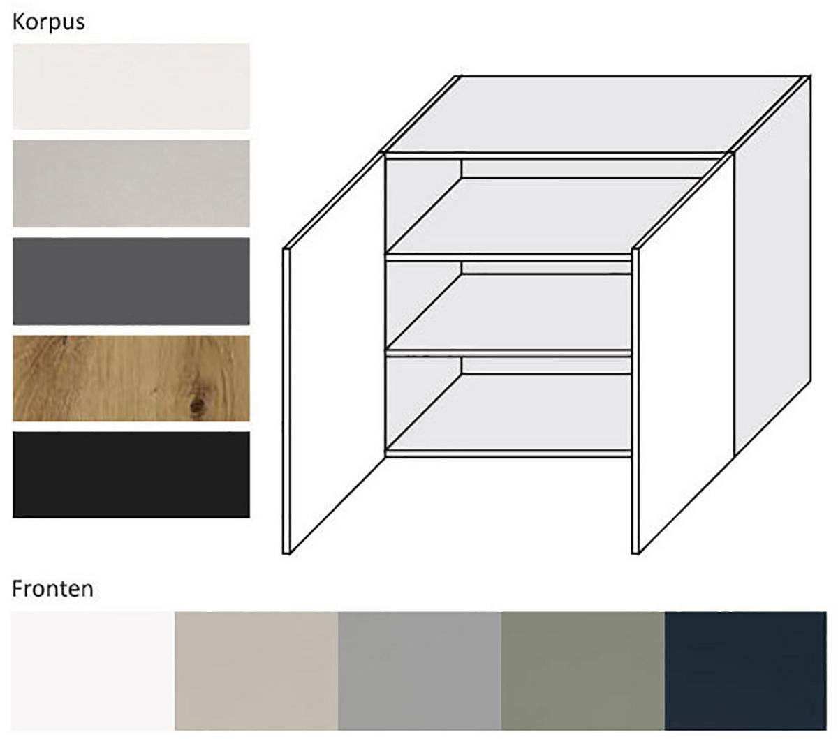 HÄNGESCHRANK Oslo W3/90 Lava / Reed Green Matt 90 / 32,5 / 72cm - Dunkelgrau/Grün, Holz/Holzwerkstoff (90/72/32.5cm) - Feldmann-Wohnen