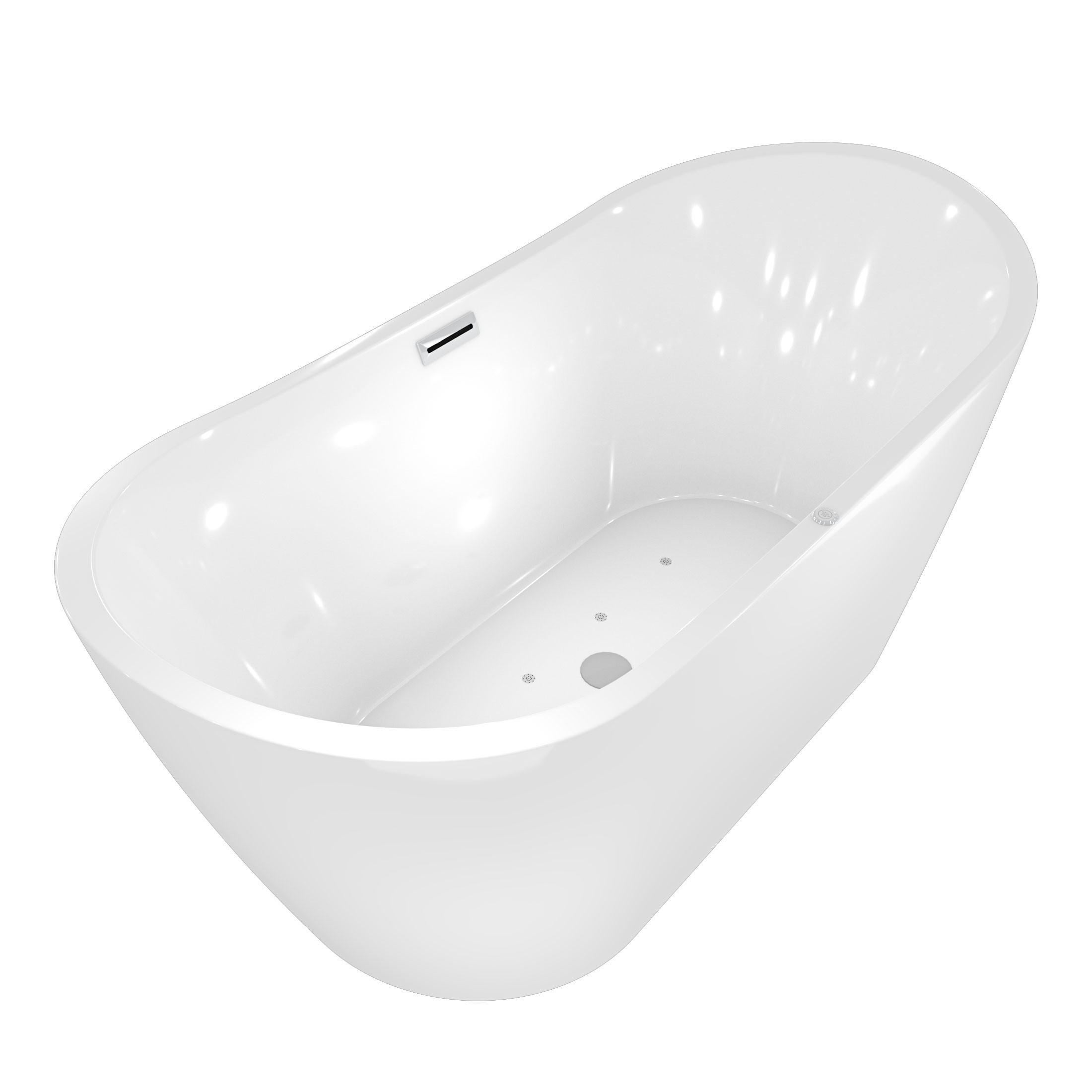 FREISTEHENDE Badewanne Wanne F13 180x92cm Whirlpool Luftmassage - Weiß, Glas/Kunststoff (80/72/180cm) - AcquaVapore by Sandra Jentho
