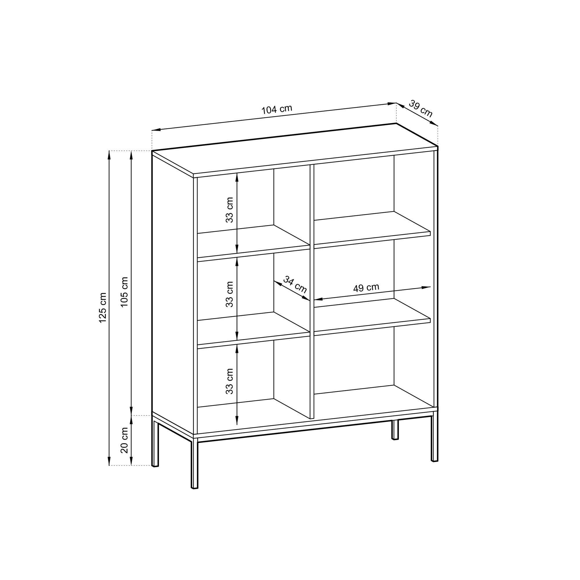 Thumbnail - Selsey Highboard, Schwarz, Metall, 104x125x39 cm, Wohnzimmer, Kommoden & Sideboards, Highboards
