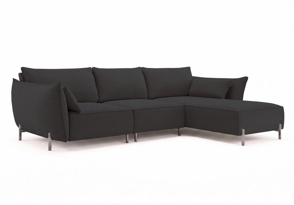 GARTENECKSOFA für Terrasse und Garten, Stoff Sunlight, Graphit, Rechts, SUNMEE - Dunkelgrau, Holz (238/90/165cm) - Kaiser Möbel