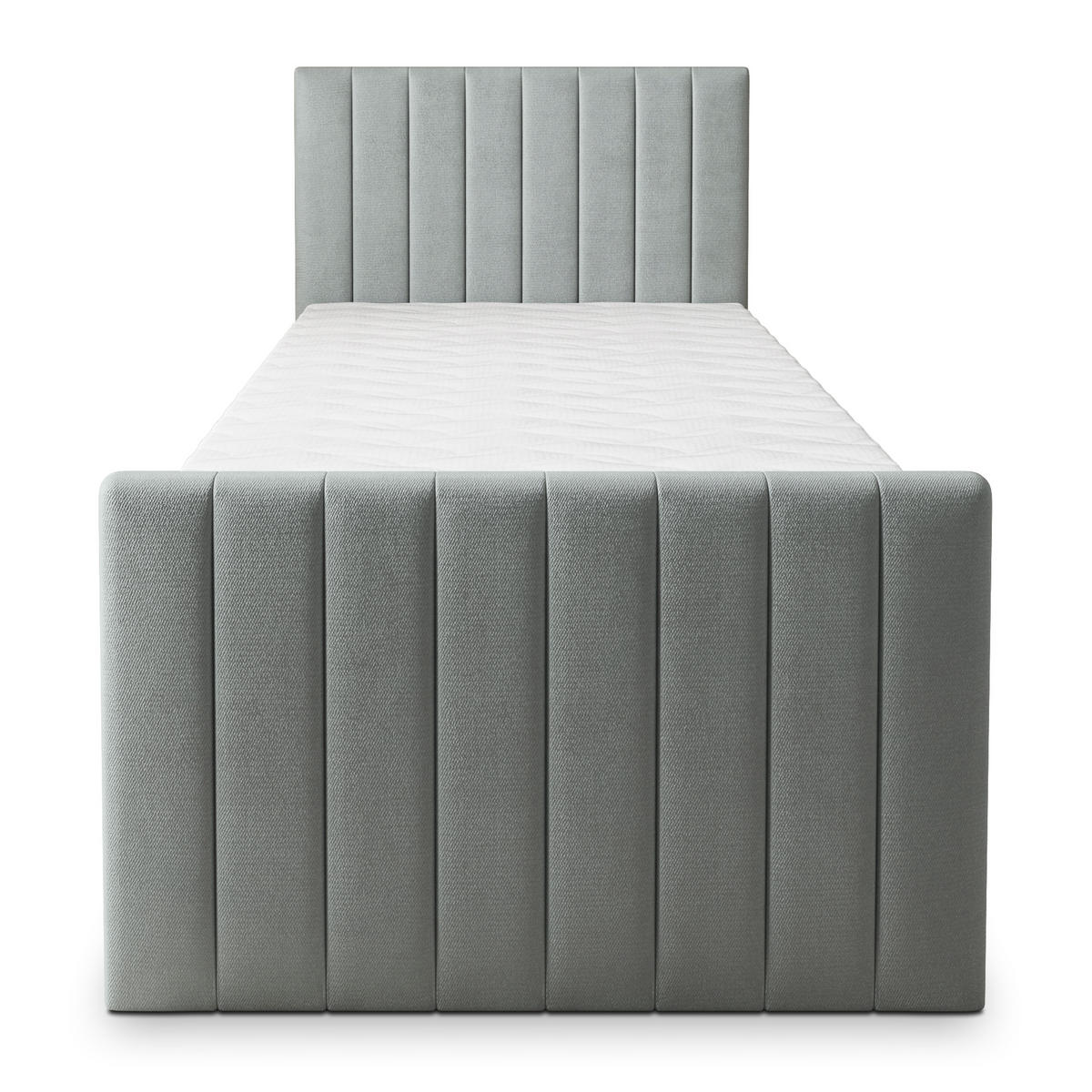 BOXBETT ARION 90 90x200 cm mit Matratze und Topper, H2+H3 - Hellgrau - Hellgrau, Holz (90/200cm) - MASSENO