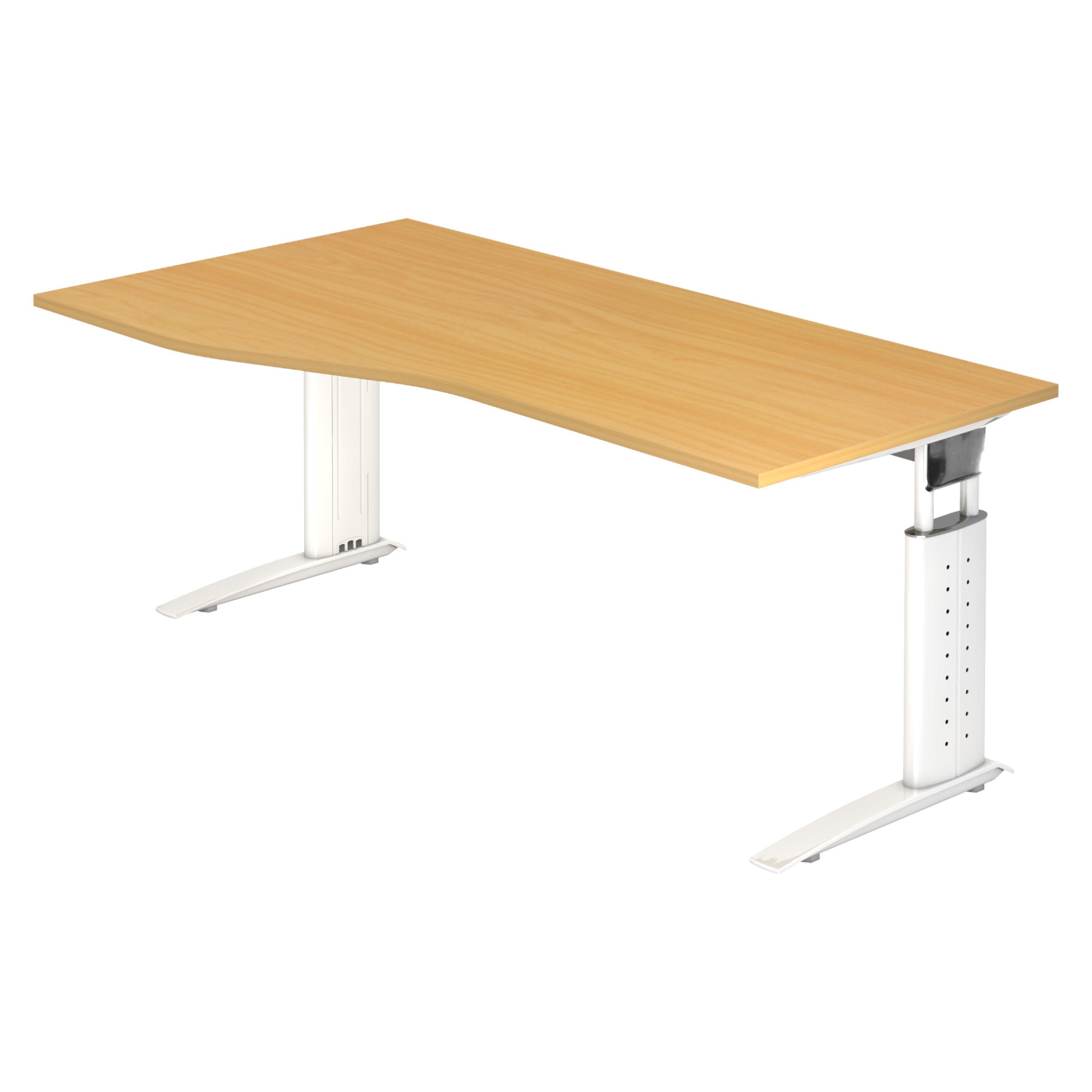 SCHREIBTISCH Serie-U 100/180/74 cm in Buchefarben/Weiß - Buchefarben/Weiß, Holzwerkstoff (100/180/74cm) - bümö