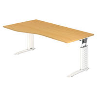 SCHREIBTISCH Serie-U 100/180/74 cm in Buchefarben/Weiß - Buchefarben/Weiß, Holzwerkstoff (100/180/74cm) - bümö