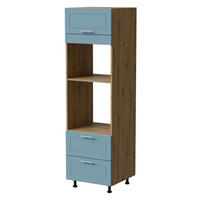 BACKOFENUMBAUSCHRANK Bari D14/RU/2 284 Eiche Artisan / RAL 5024 pastellblau 60 / 59 / 207cm Blum Teilauszug - Blau/Eiche Artisan, Holz/Holzwerkstoff (60/207/59cm) - Feldmann-Wohnen