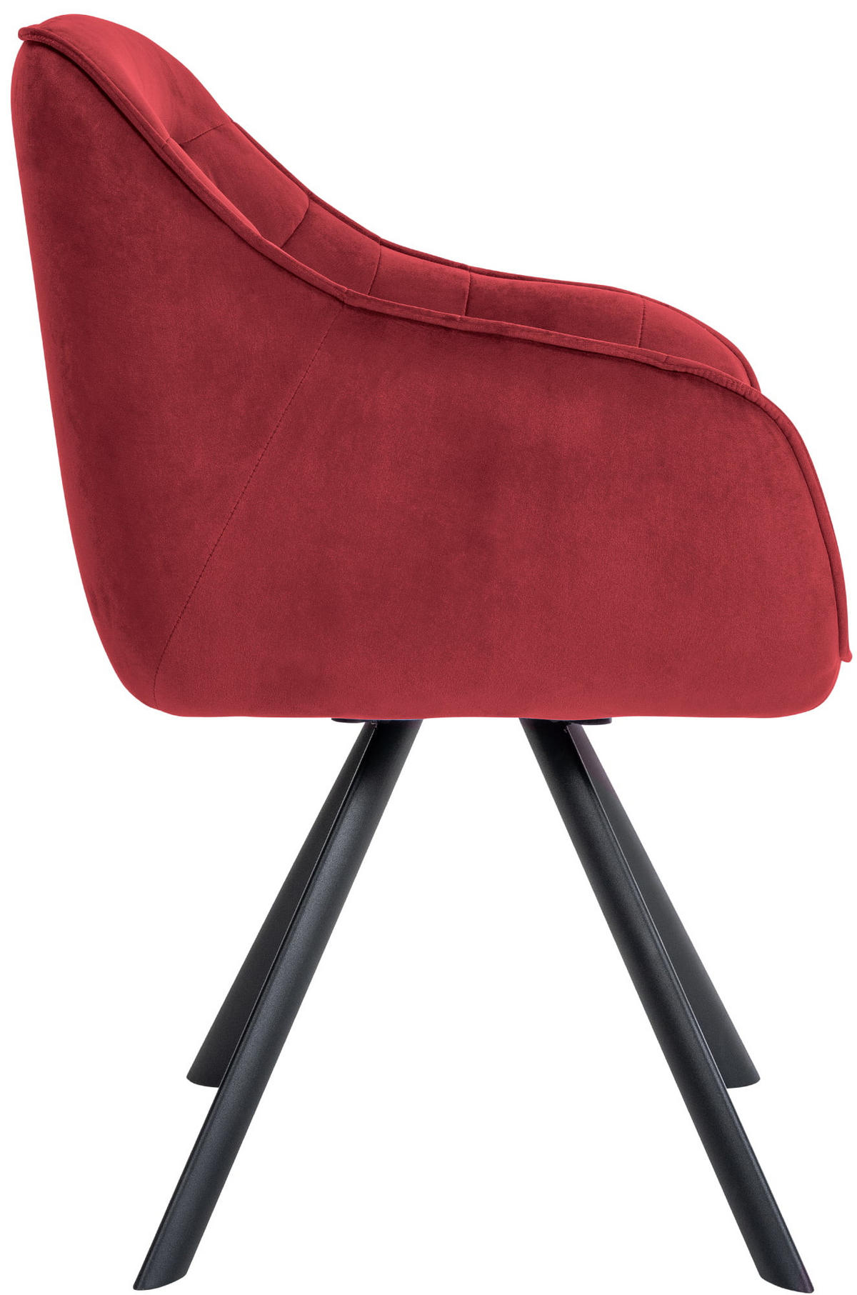 ARMLEHNENSTUHL Samt bordeauxrot - Bordeaux/Schwarz, Textil/Metall (57/90/63cm) - CLP