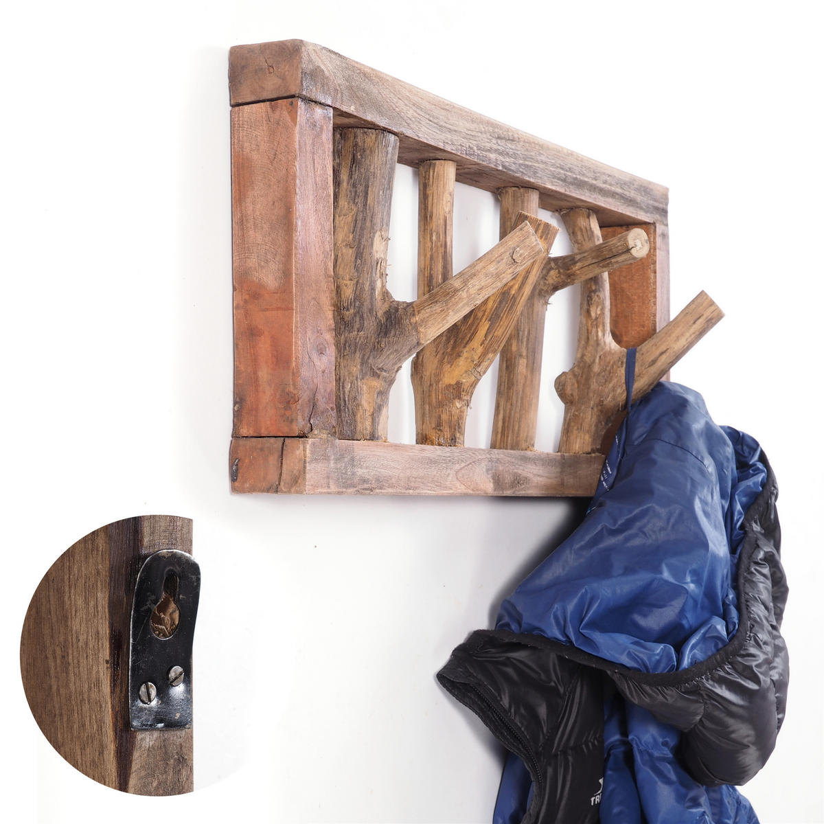WANDGARDEROBE LIMB Treibholz 01 natur-vintage - Naturfarben, Holz (45/23/10cm) - DESIGN DELIGHTS