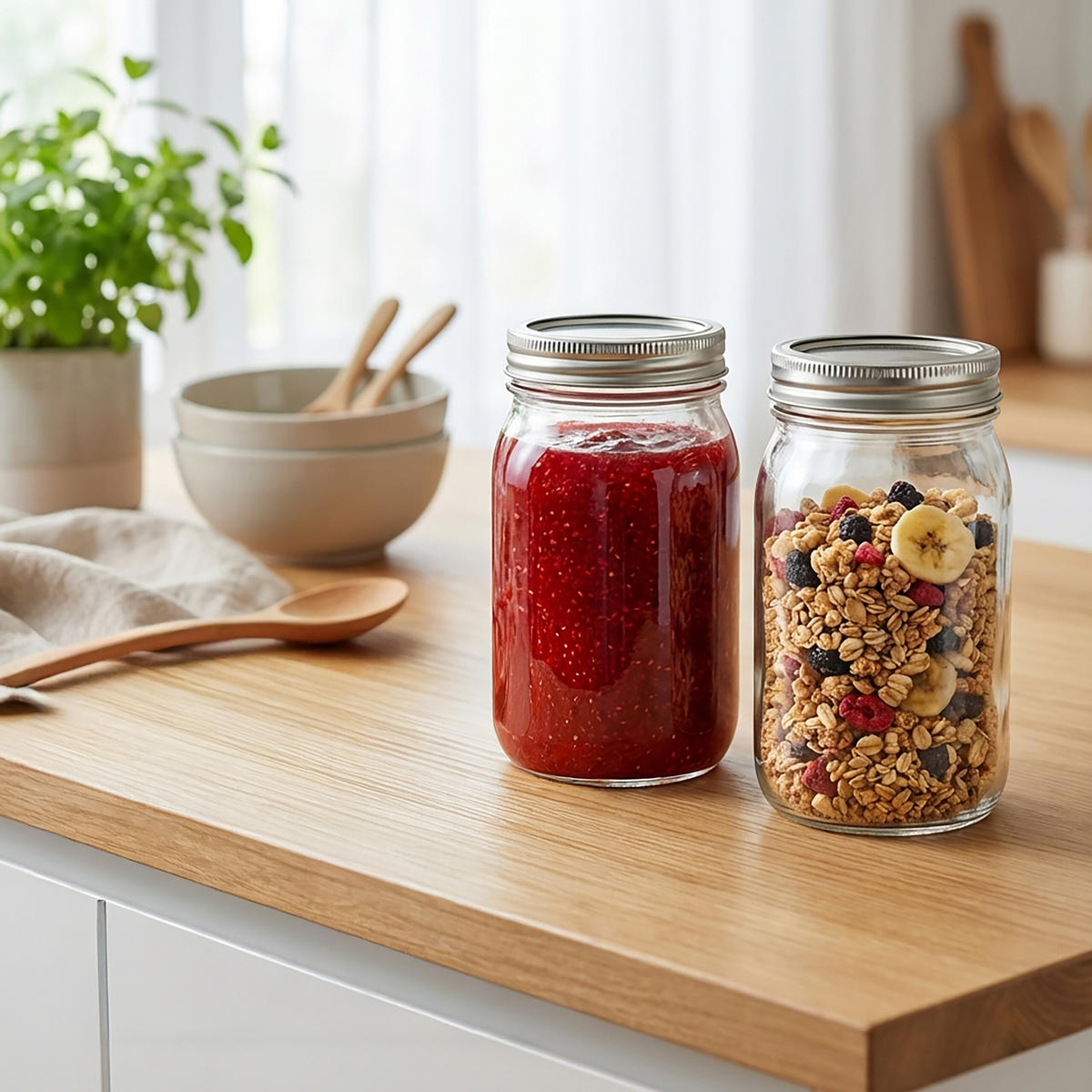 8-DIEL. zaváracie poháre - priehľadné, kov/sklo (0.5L) - Relaxdays