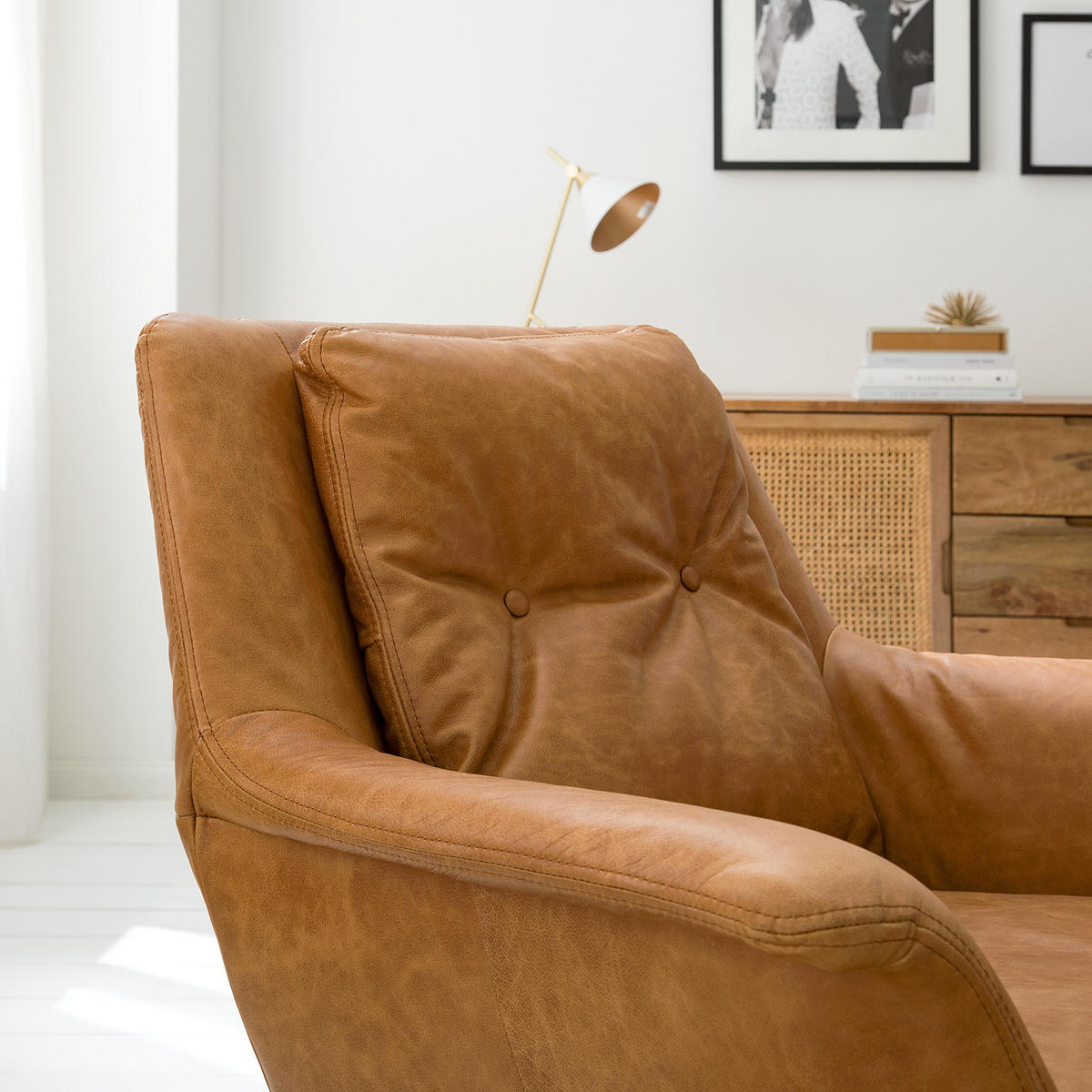 SESSEL - Schwarz/Braun, Leder/Metall (82/88/84cm) - home24