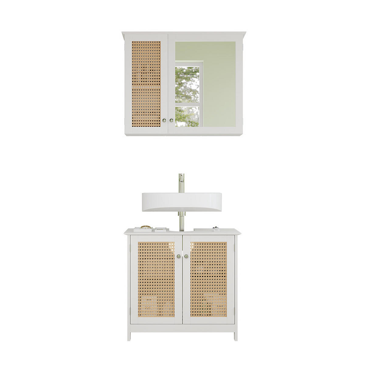 BADMÖBEL-SET Rosario Weiß 2 teilig - Weiß, Holzwerkstoff (60/58/35cm) - Vicco