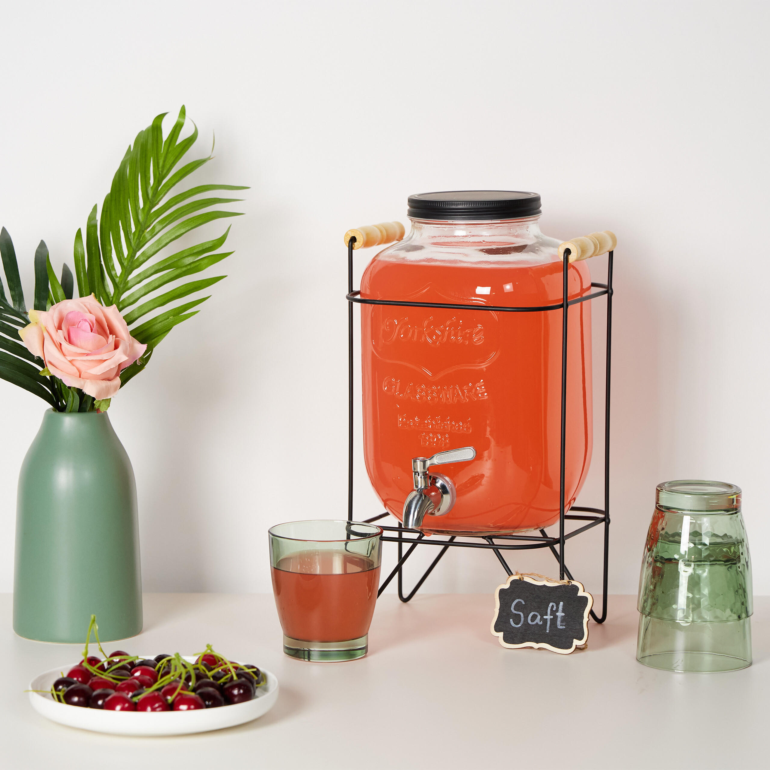 GETRÄNKESPENDER - Transparent, Glas/Metall (5L) - Relaxdays