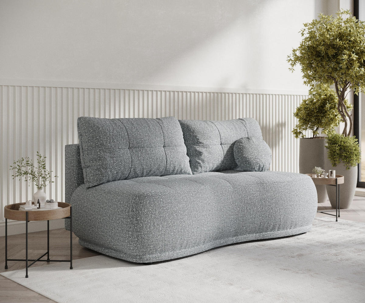 SCHLAFSOFA Cirrus Grau Plüschstoff - Schwarz/Grau, Holz/Holzwerkstoff (206/95/105cm) - Maison de Reve