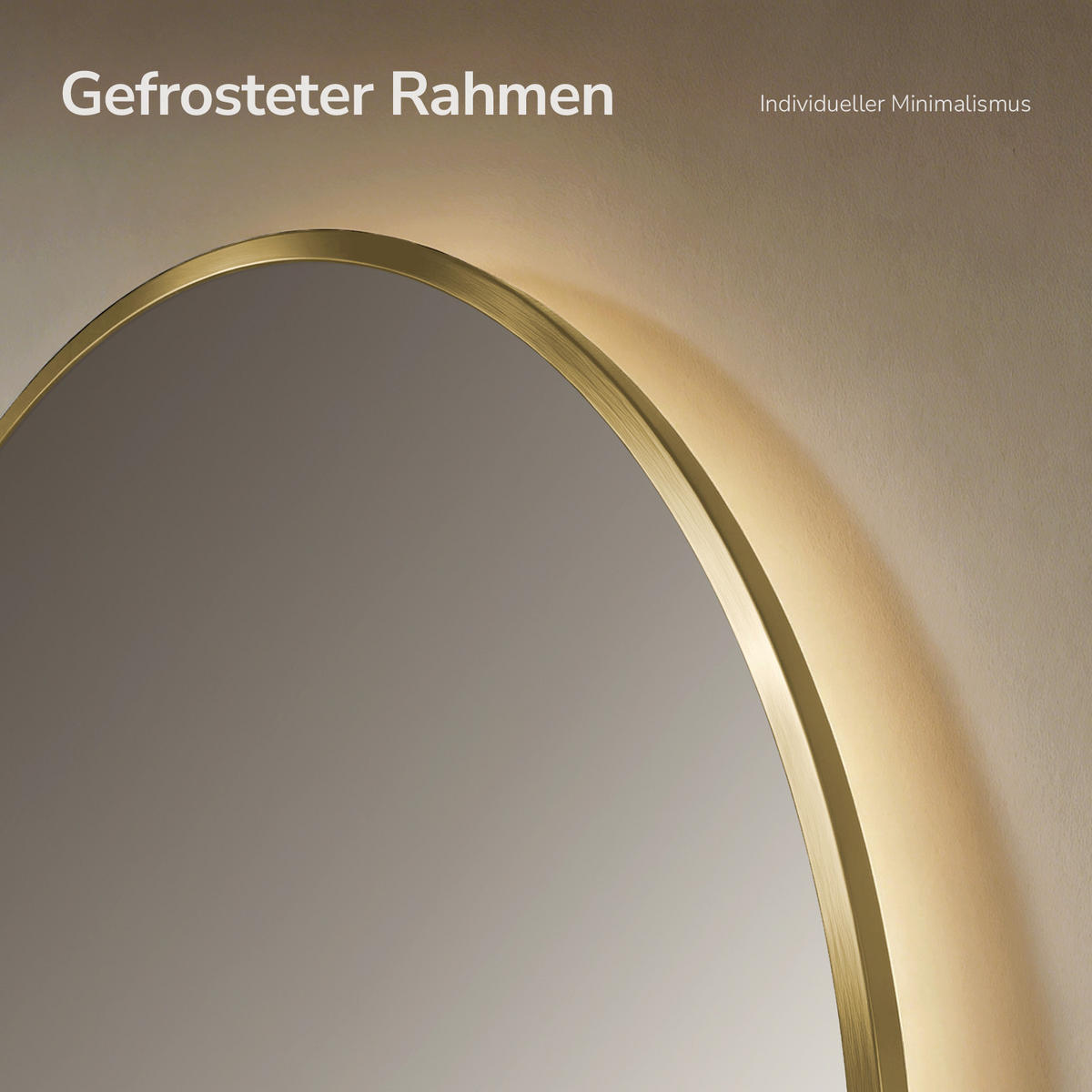 BADSPIEGEL mit LED-Beleuchtung, Anti-Beschlag-Funktion und Uhrzeitanzeige Goldfarben Ø 70 cm - Goldfarben, Glas (70/70/3cm) - EMKE