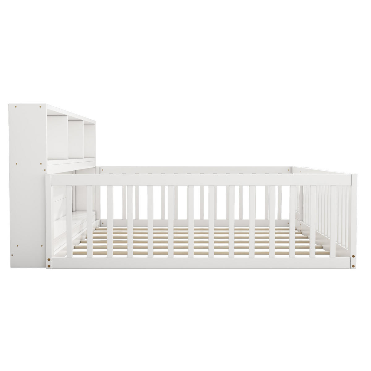 TAGESBETT 140/200 cm Weiß Kiefernholz mit Staufach und Lattenrost - Weiß, Holz (140/200cm) - OKWISH