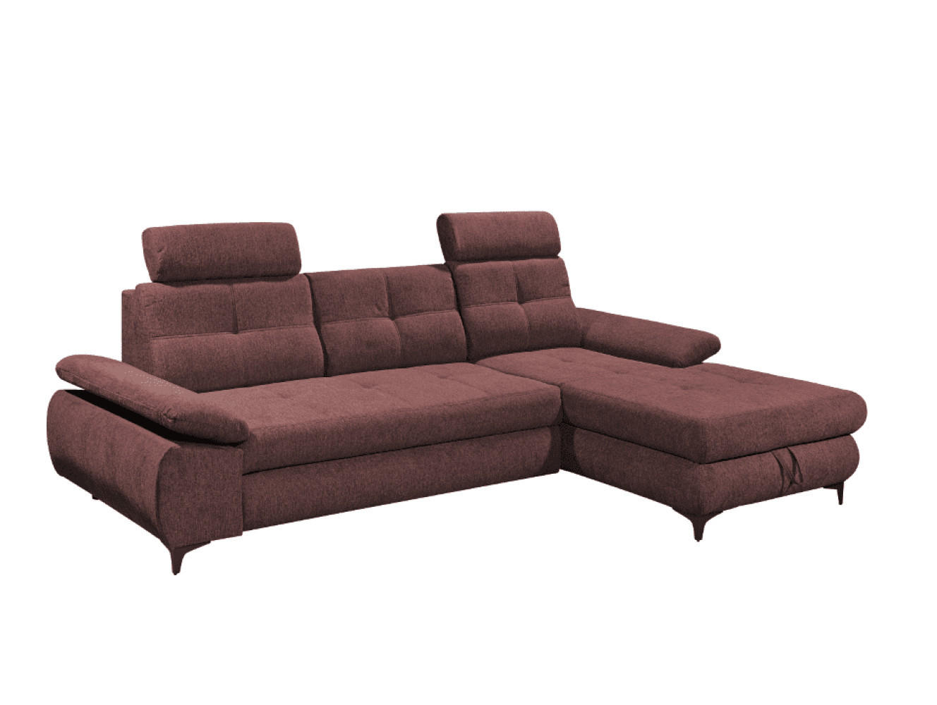 ECKSOFA mit Schlaffunktion und Bettkasten - Aubergine/Schwarz, Kunststoff/Textil (177/274cm) - ed exciting design