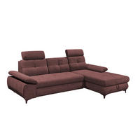 ECKSOFA mit Schlaffunktion und Bettkasten - Aubergine/Schwarz, Kunststoff/Textil (177/274cm) - ed exciting design