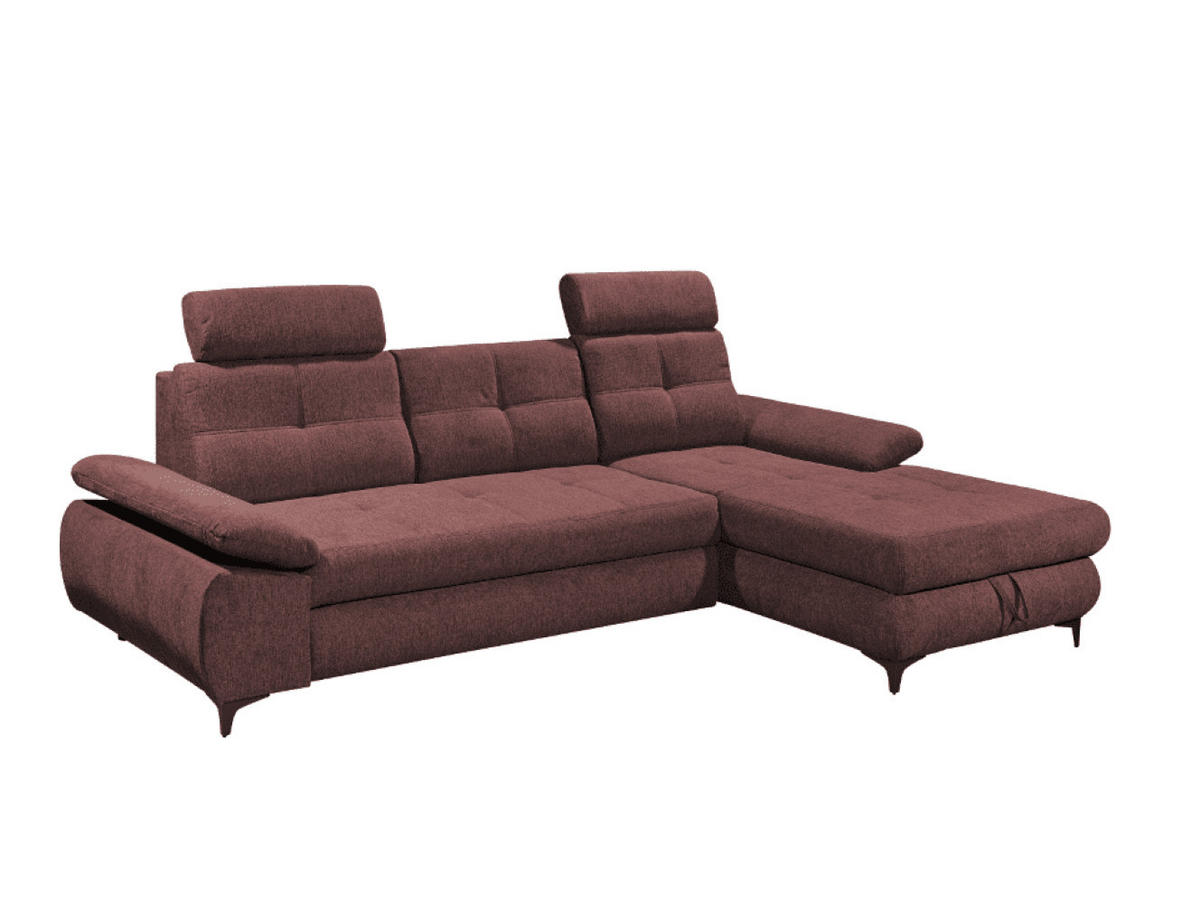 ECKSOFA mit Schlaffunktion und Bettkasten - Aubergine/Schwarz, Kunststoff/Textil (177/274cm) - ed exciting design