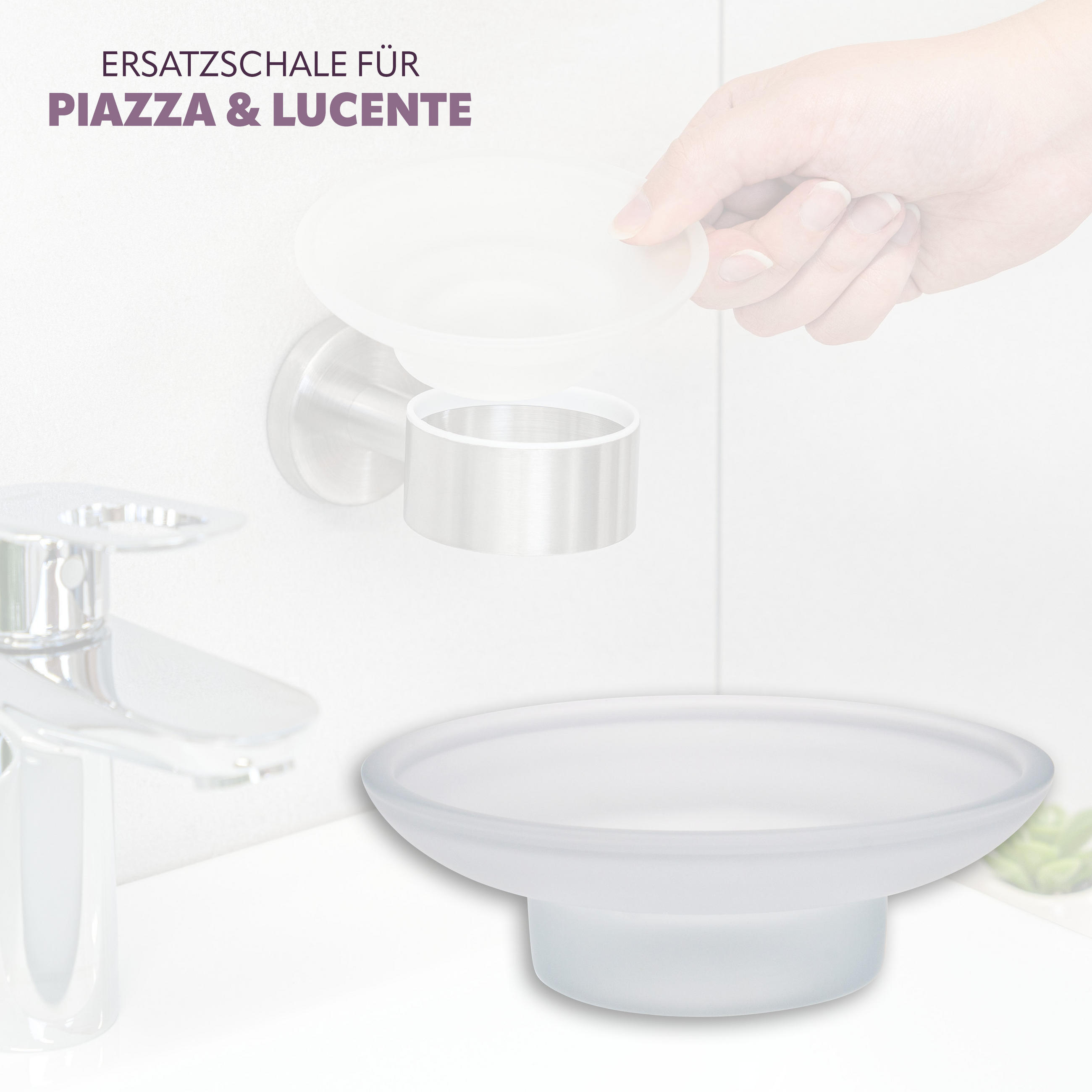 ERSATZSEIFENSCHALE PIAZZA & LUCENTE, satiniertes Glas - Weiß, Glas (11/3.5/11cm) - bremermann