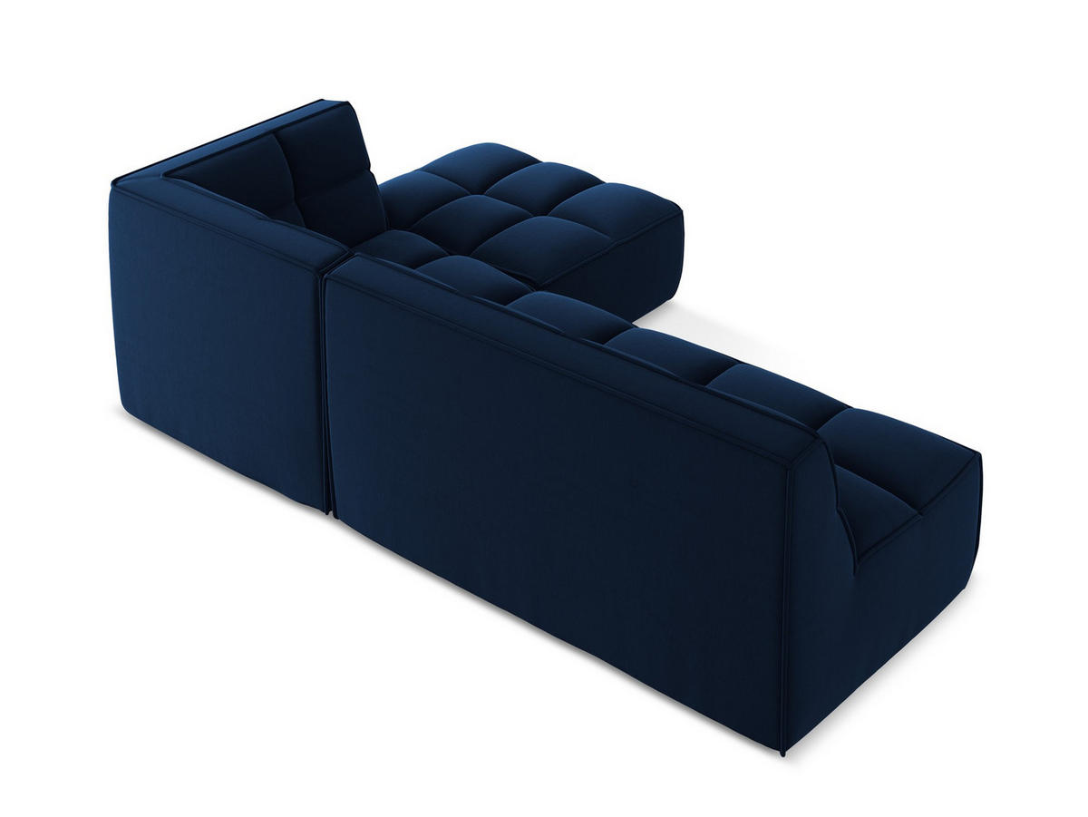 ECKSOFA Beidseitig Samt Stoff Blau - Blau/Schwarz, Kunststoff/Textil (258/178cm) - Makamii
