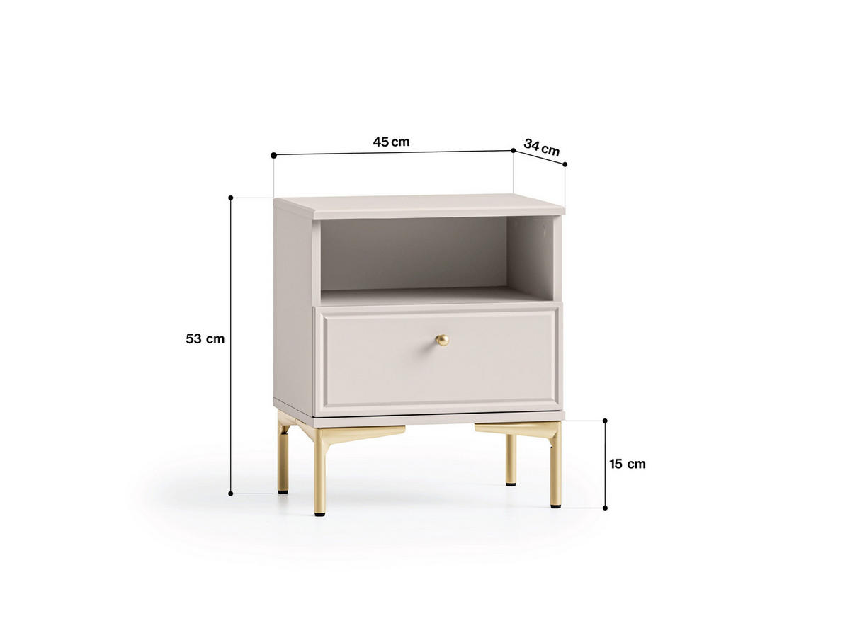 NACHTTISCH – 45 cm – Sandro – Sandfarben - Sandfarben, Holzwerkstoff (45/53/34cm) - hi-markt