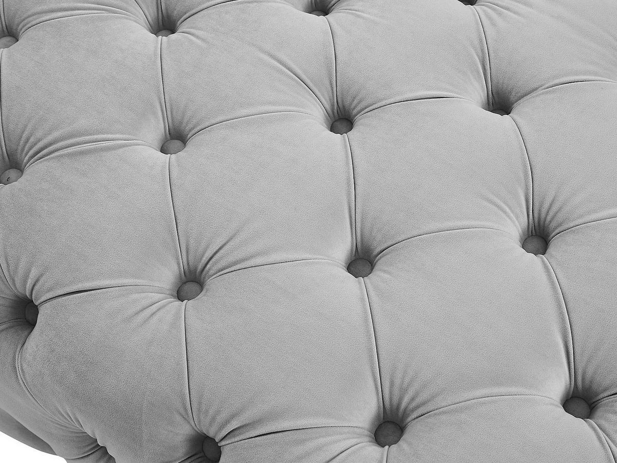 CHESTERFIELD-HOCKER - Samt - Hellgrau - EDWINA - Hellgrau, Textil (103/44/62cm) - Vente-Unique