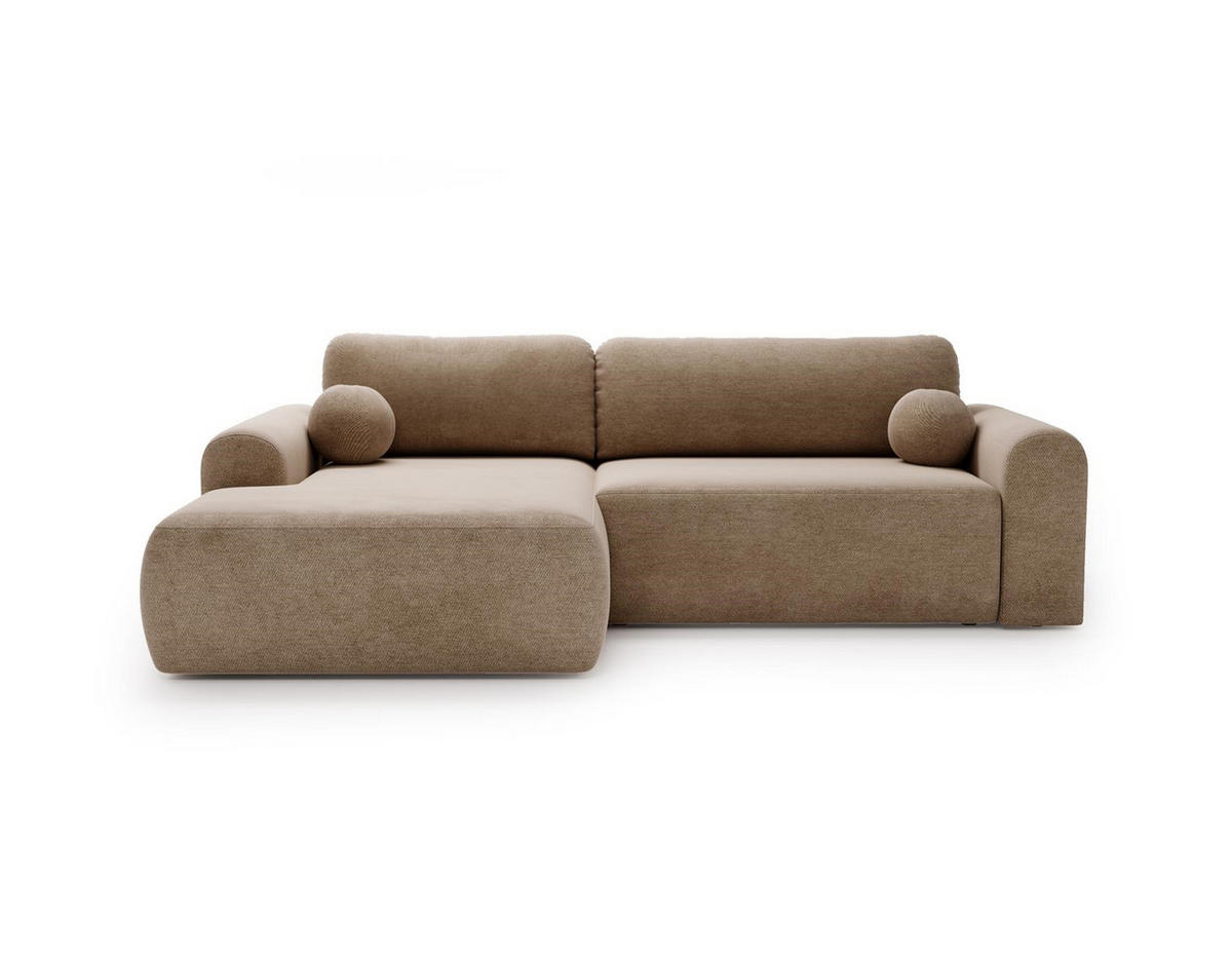 ECKSOFA Aurora Dunkelbeige, mit Schlaffunktion in Vena Stoff, linke seite - Sandfarben, Holzwerkstoff/Textil (257/177cm) - Bettso