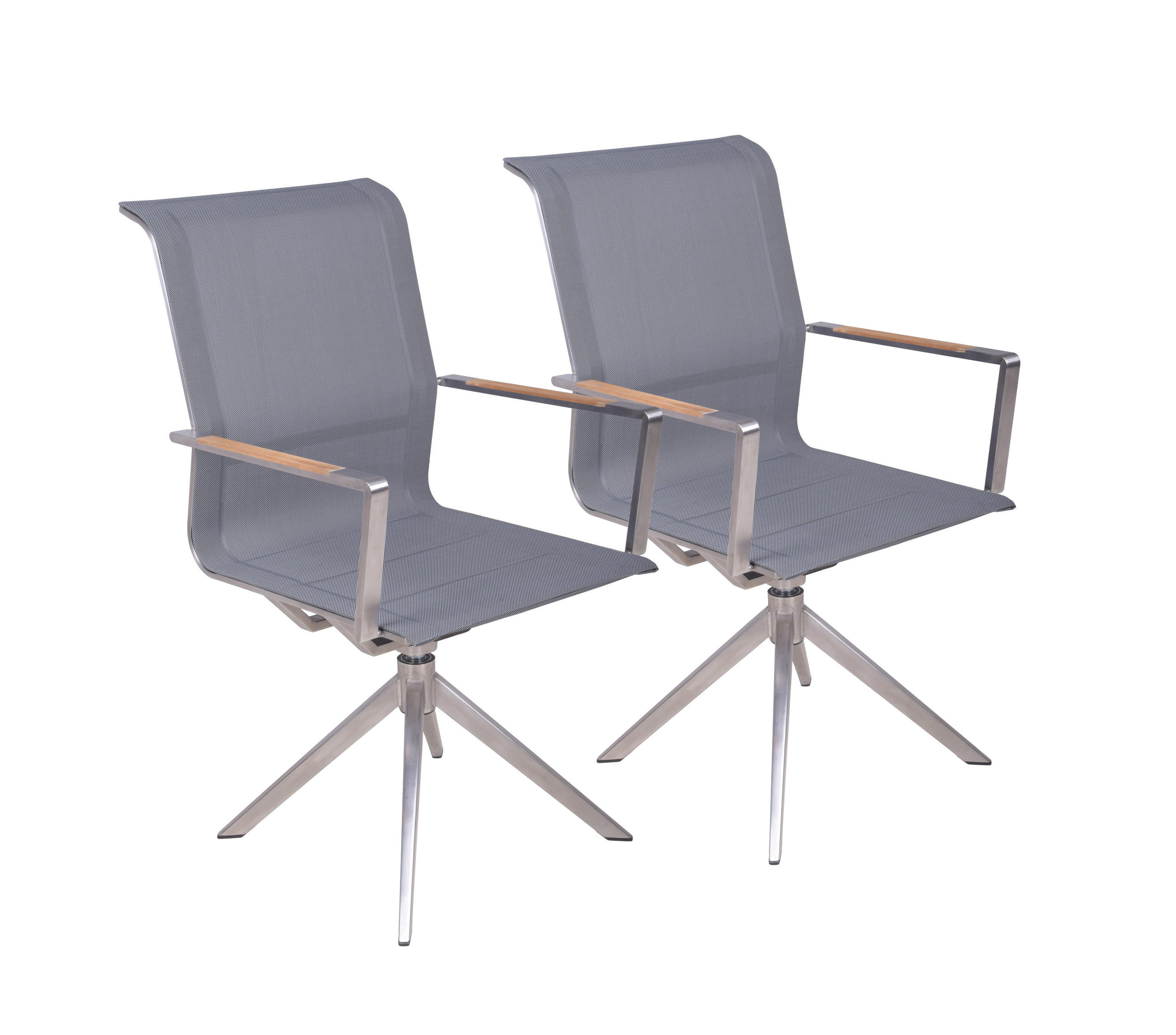 GARTENSTUHL Lina 2er Set Edelstahl Grau 95x63x54cm - Grau, Metall (63/95/54cm) - DELUKE