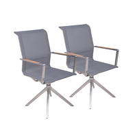 GARTENSTUHL Lina 2er Set Edelstahl Grau 95x63x54cm - Grau, Metall (63/95/54cm) - DELUKE