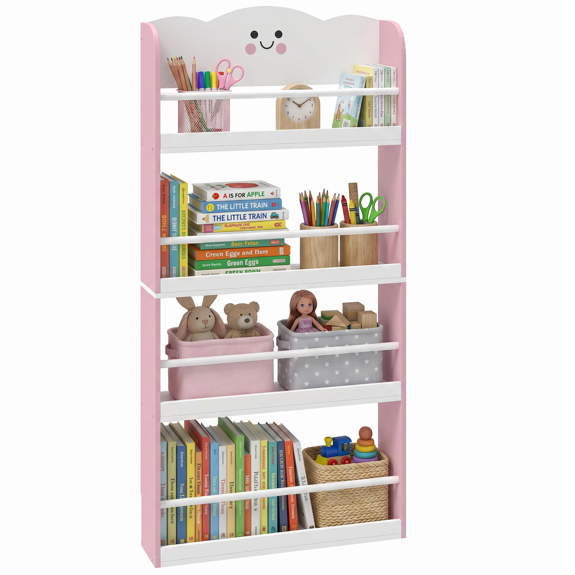 KINDERBÜCHERREGAL Rosa 60/15/120,5 cm - Pink, Holzwerkstoff (60/120.5/15cm) - PANGIVO