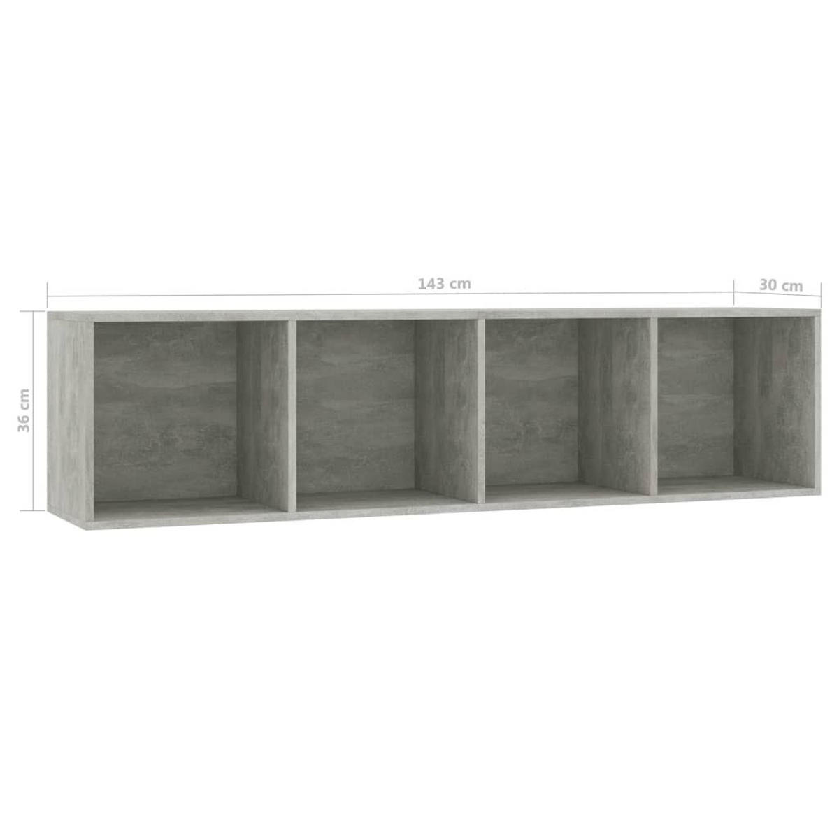 BÜCHERREGAL/TV-SCHRANK Betongrau 143/30/36 Cm - Grau, Holzwerkstoff (30/36/143cm) - vidaXL