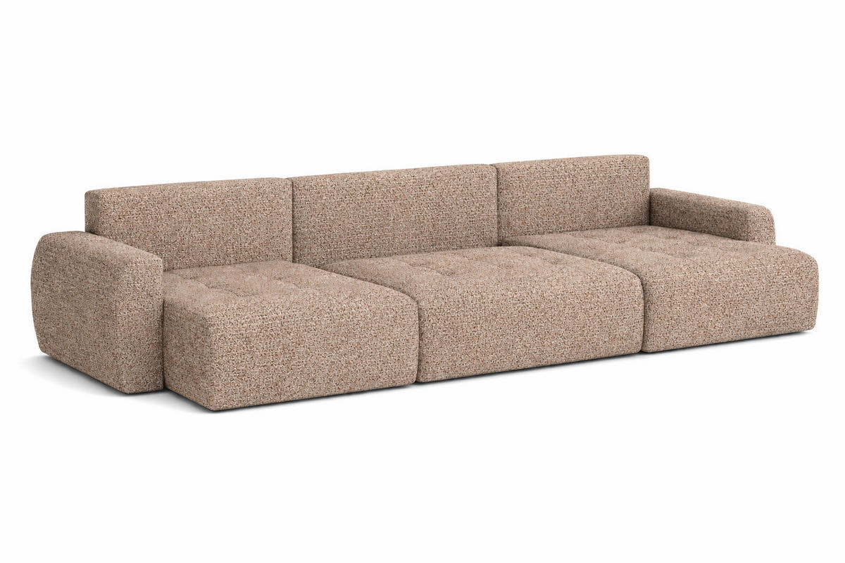 ECKSOFA Mit Schlaffunktion Und Bettkasten U-Form Ivo U, Chenillestoff Artico, Beige - Beige, Holz (342/142cm) - Kaiser Möbel