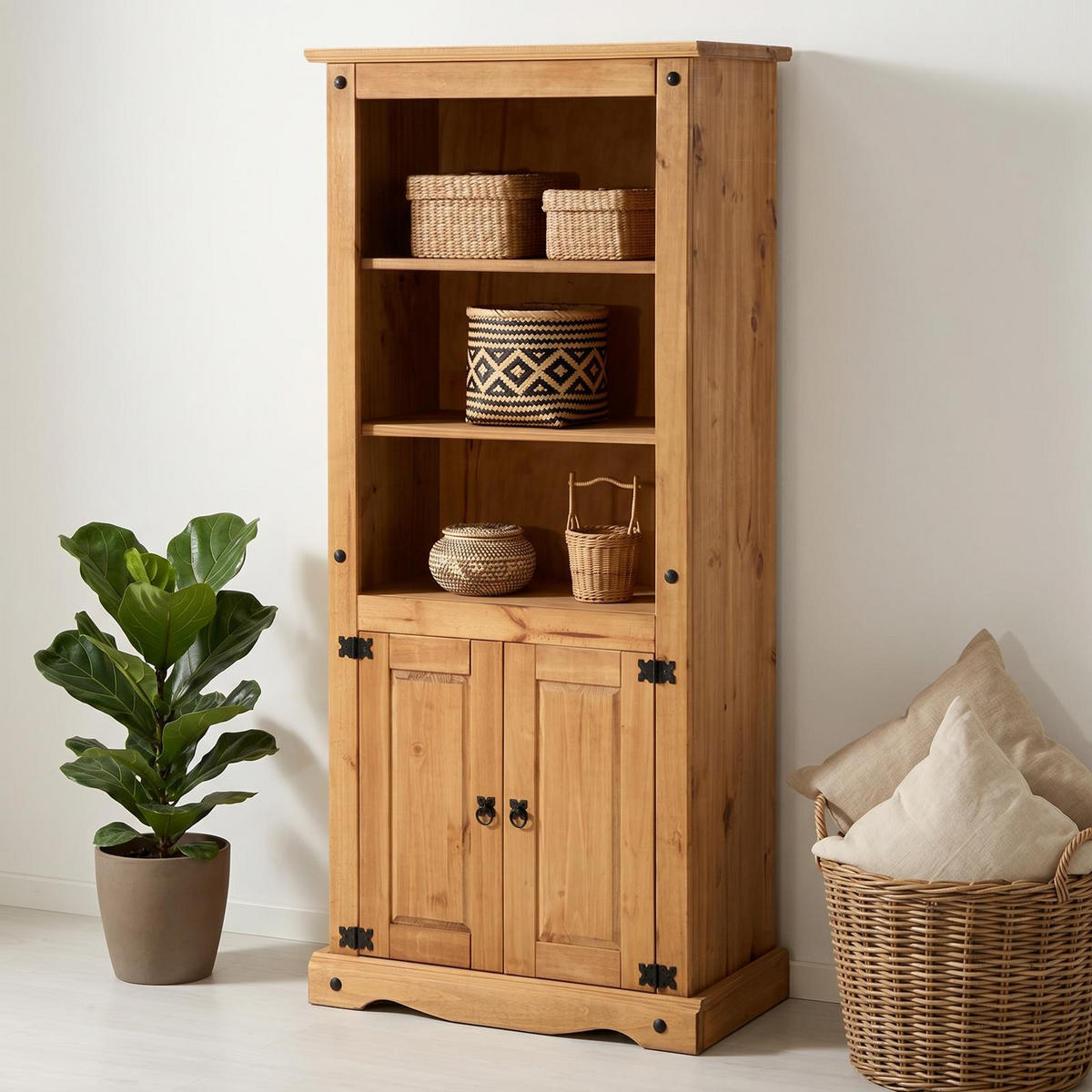 MEXICO MÖBEL BÜCHERREGAL TEQUILA - Naturfarben, Holz (85/183/45cm) - IDIMEX
