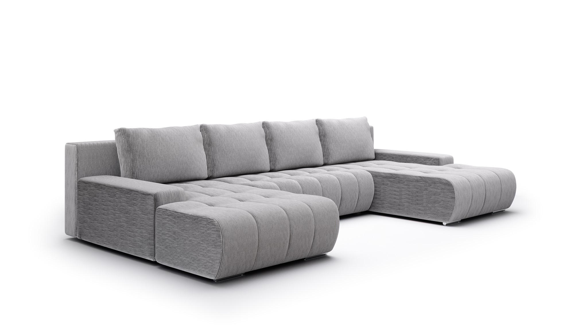 WOHNLANDSCHAFT Vogar In Poso - Hellgrau, Holzwerkstoff/Textil (350/85/185cm) - Fun Möbel