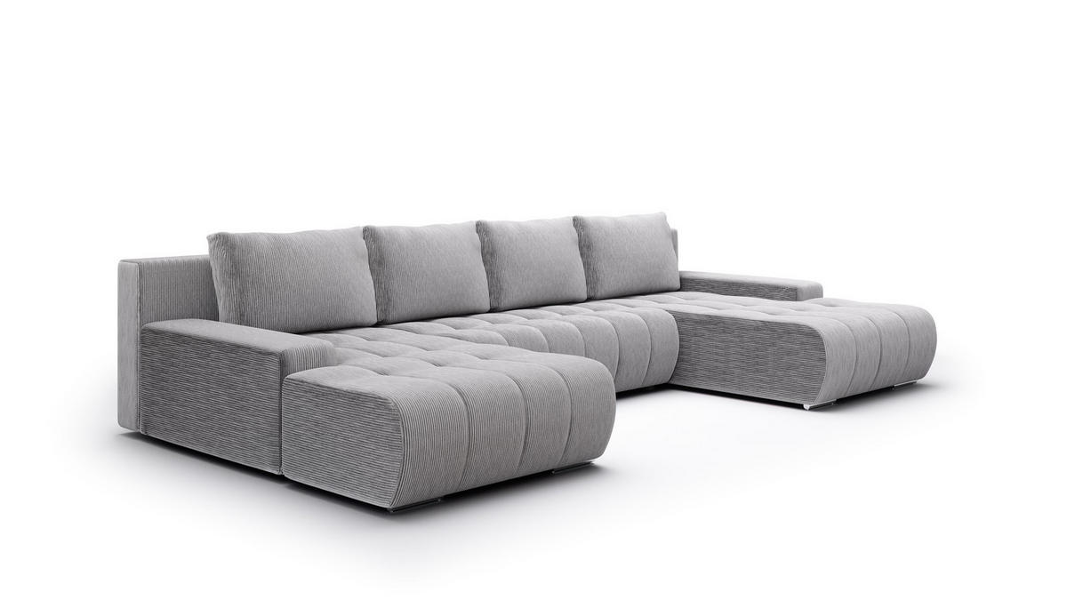 WOHNLANDSCHAFT Vogar In Poso - Hellgrau, Holzwerkstoff/Textil (350/85/185cm) - Fun Möbel