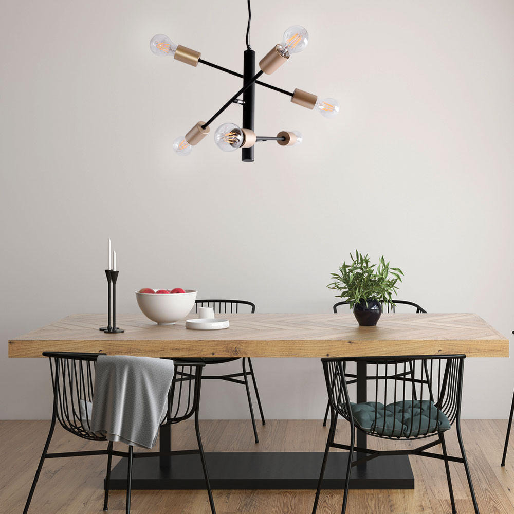 HÄNGELEUCHTE MARIE Schwarz Gold Metall - Schwarz, Metall (60/60/120cm) - Briloner